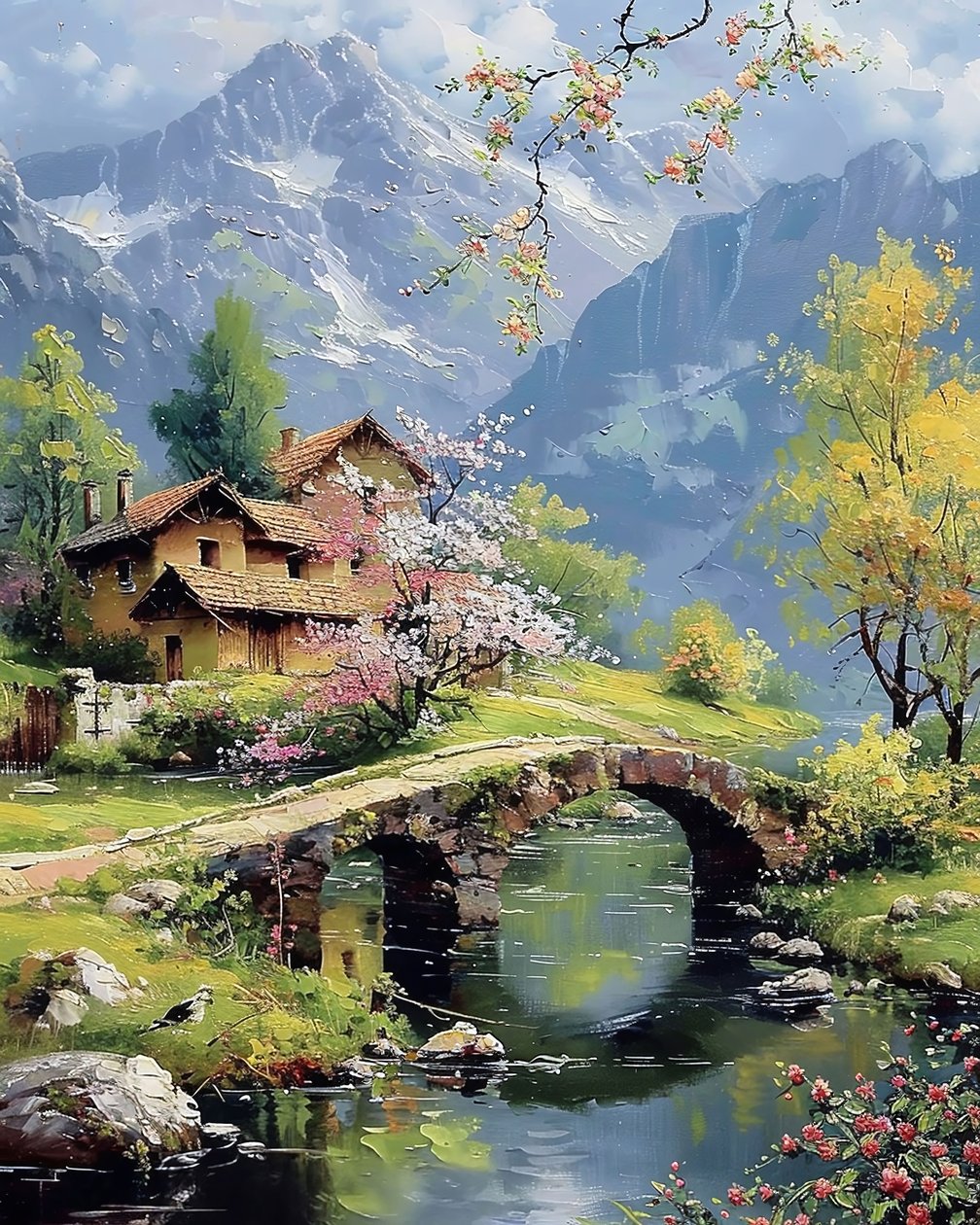 Prachtig landschap met een meer, wanddecor  canvas prints door F. Abderrahim