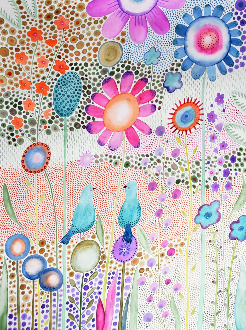 Twee vogeltjes door Marys Watercolors