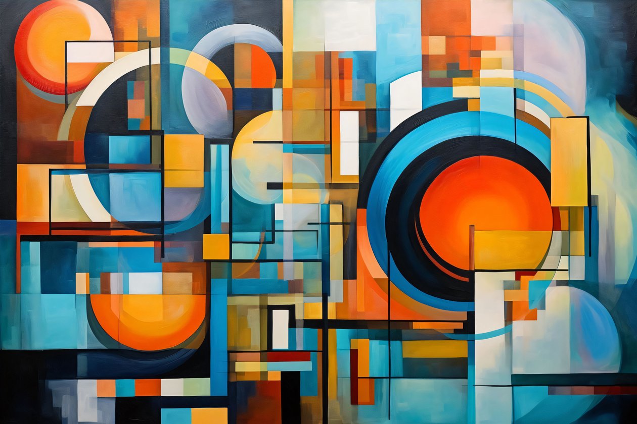 Een spiraalontwerp, abstracte compositie, harmonie  balans, afdrukken op groot doek door F. Abderrahim