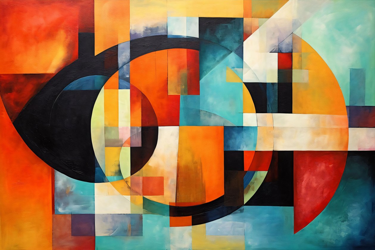 َAbstracte compositie spiraal, heldere veelkleurigheid, canvas afdrukken op maat online door F. Abderrahim