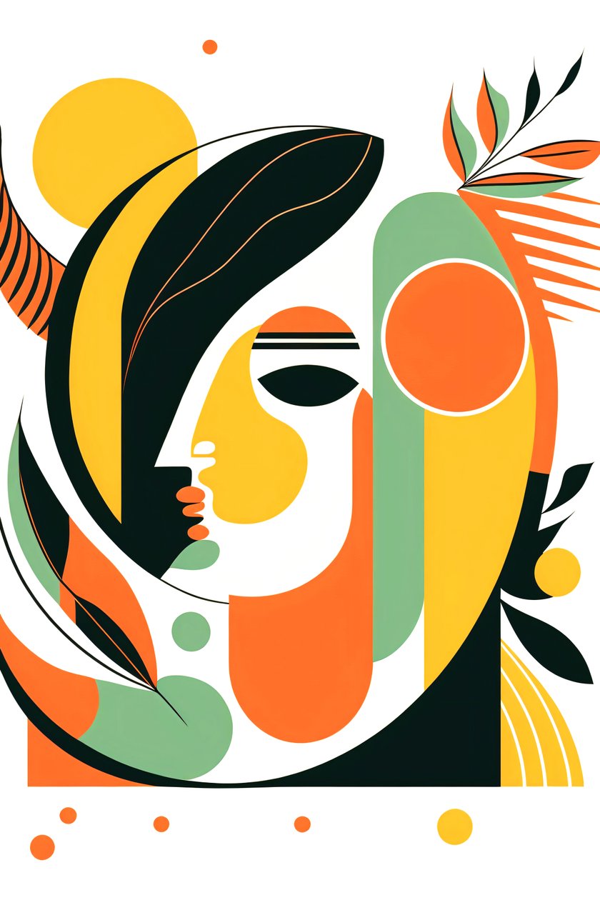 Minimalistisch abstract, Boho lijnen  vormen, Picasso stijl, canvas print on demand door F. Abderrahim