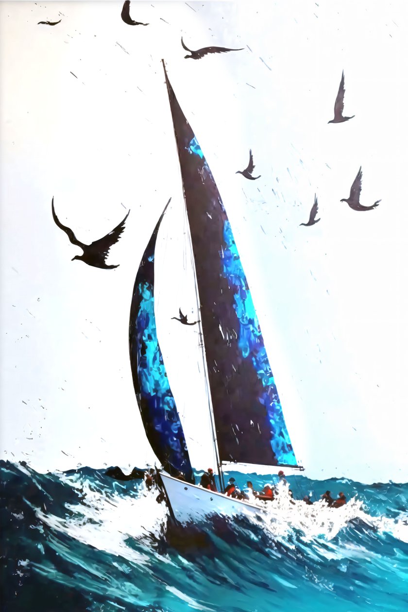 Raven  Stormy Waves Abstract Acryl Expressie, Canvas afdrukken op maat door F. Abderrahim