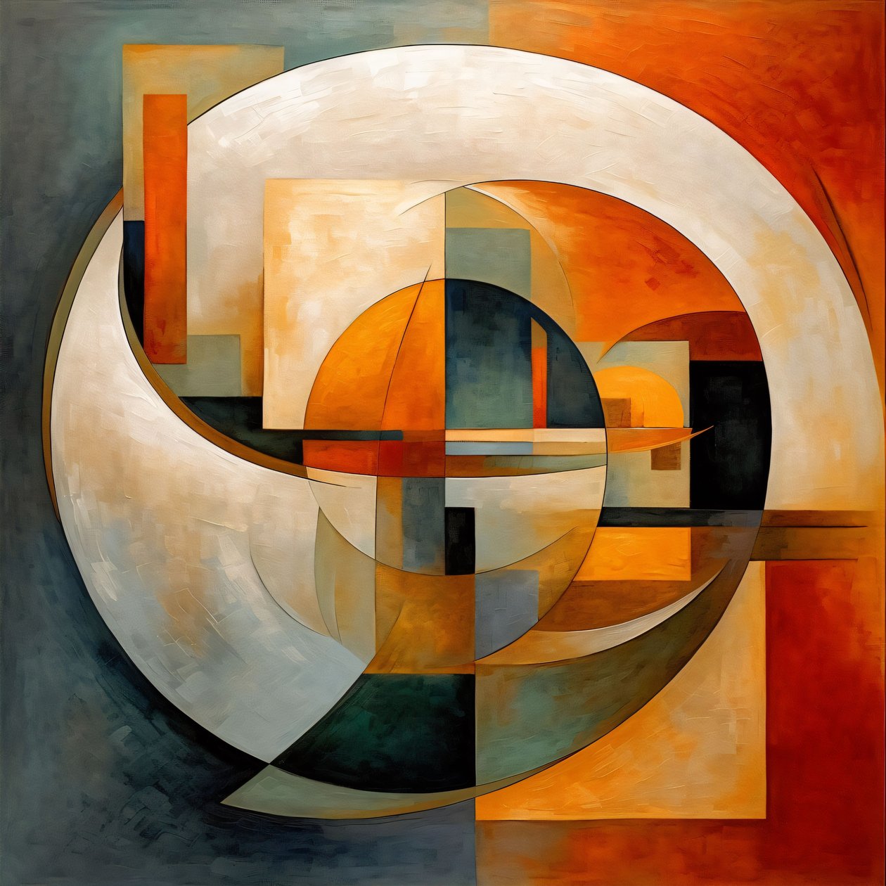 Rood Geel Blauw Cirkel, Canvas Muurkunst Modern Abstract Home Decor door F. Abderrahim