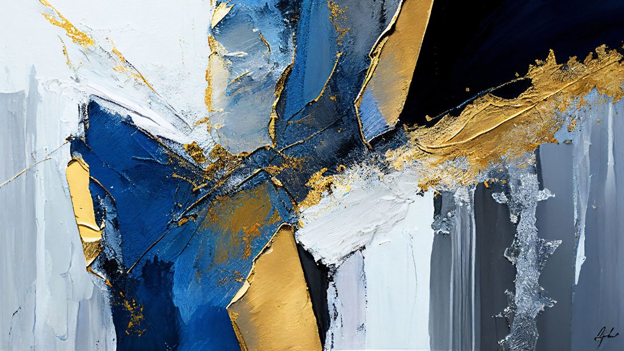 Structuurschilderij dikke penseelstreken lagen, Afdrukbare digitale kunst door F. Abderrahim