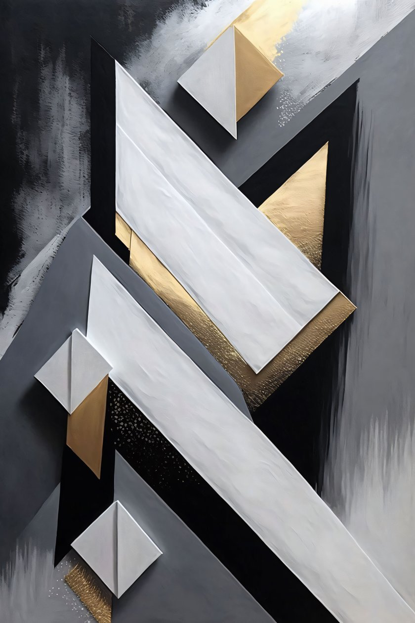 Verticaal Canvas, Abstracte Olieverfschilderij Moderne muurprints Home Decor door F. Abderrahim
