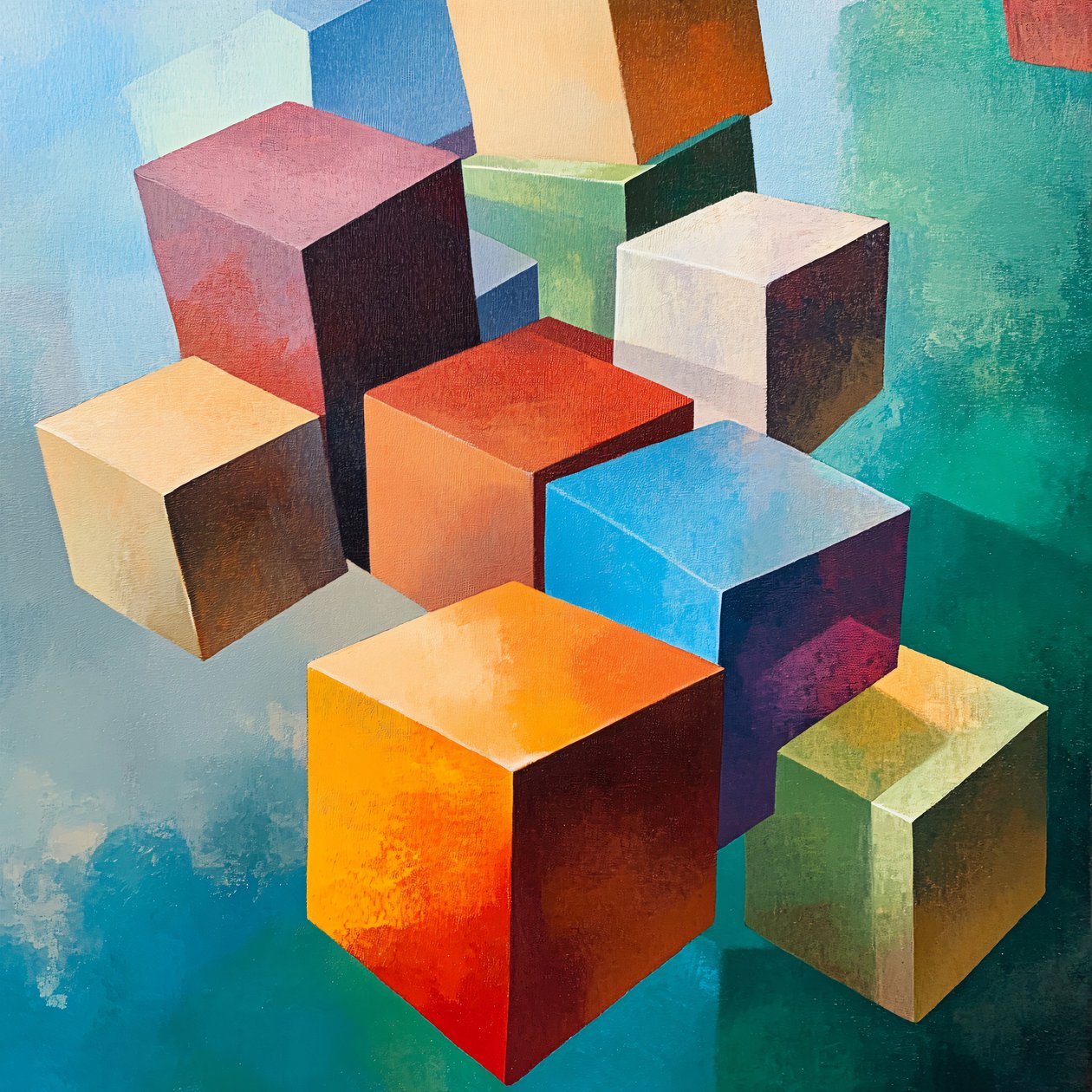 Abstract Kleurrijk Houten Geometrisch Patroon, online canvas afdrukken op aanvraag door F. Abderrahim
