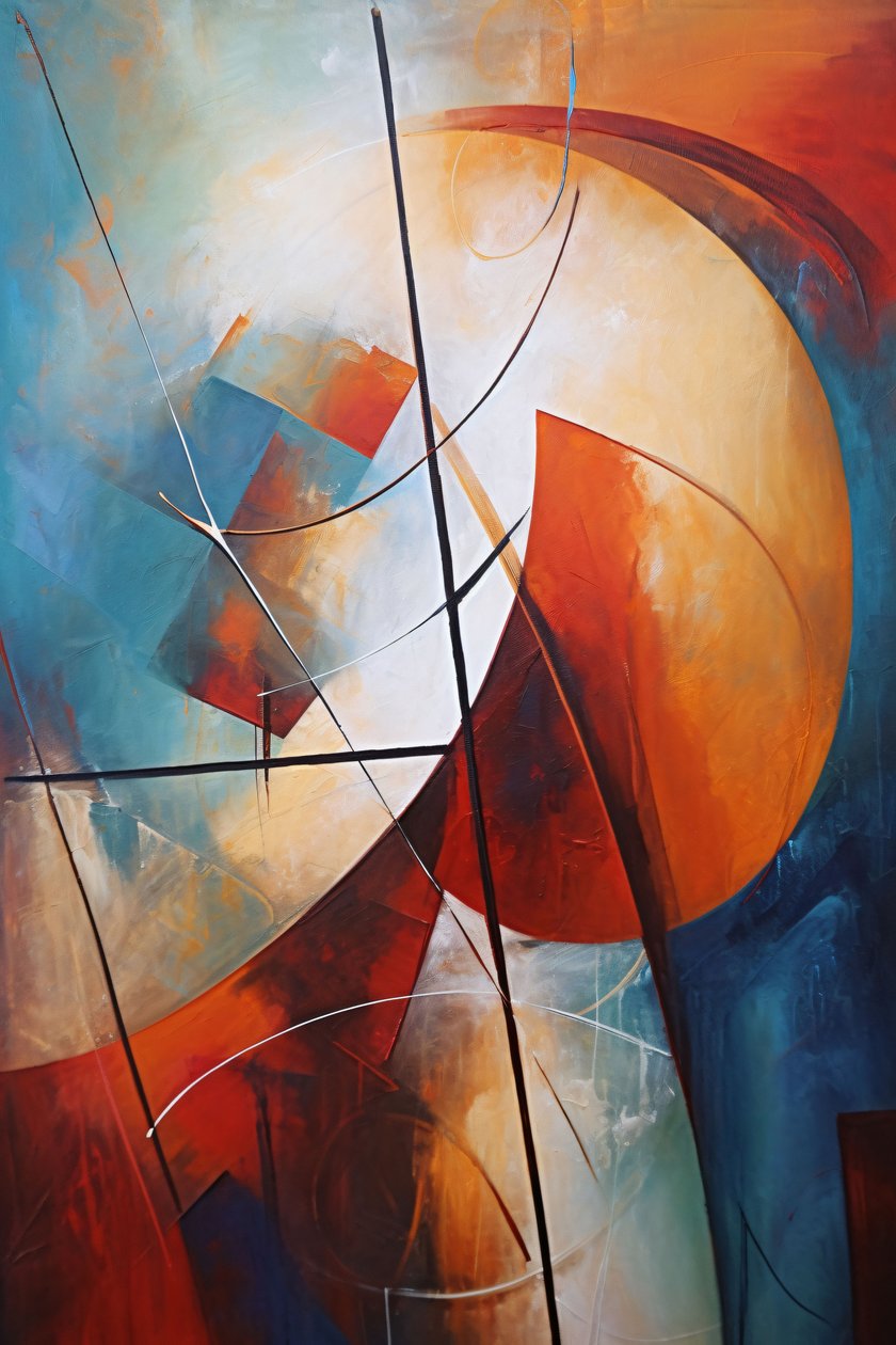 Vormen en lijnen abstracte kunst, canvas  frame afdrukken op aanvraag door F. Abderrahim