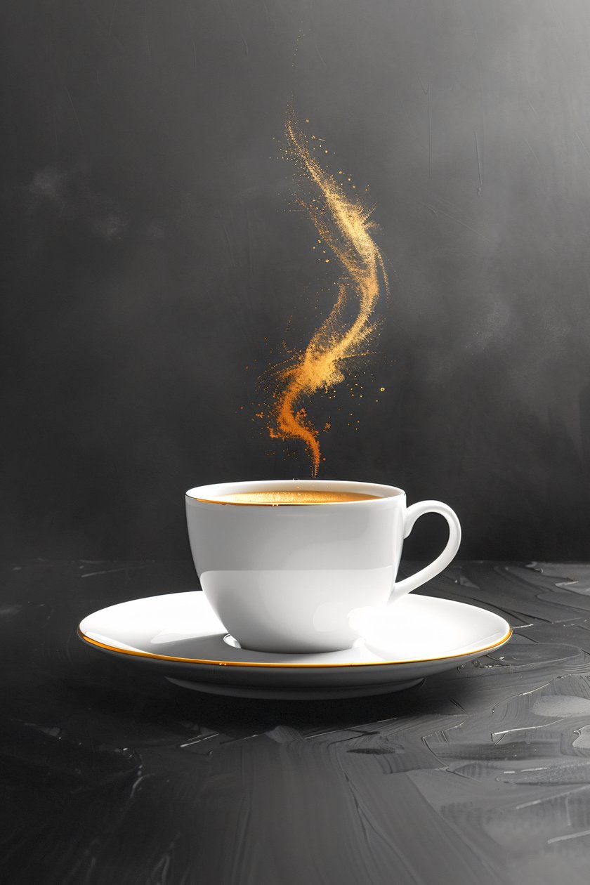 Een kopje koffie in eenvoudige lijnen, wanddecor | print on demand door F. Abderrahim