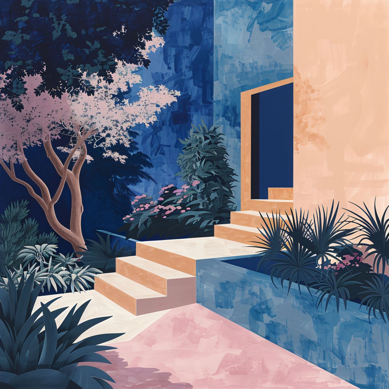 Minimalistische tuin in levendige eenvoud, canvasprints op maat online door F. Abderrahim