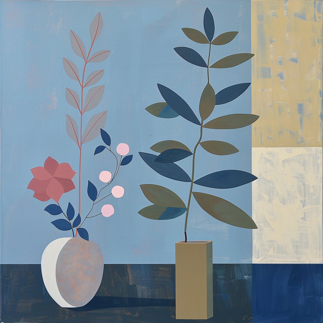 plant, stoel  keramische vaas, Boheemse stijl, Moderne wanddecoratie, print on demand door F. Abderrahim