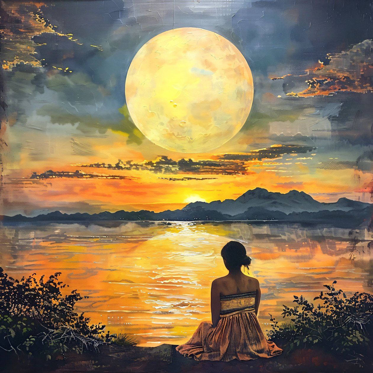 Santa Catalina bergen en water zonsondergang, online afdrukken op canvas op aanvraag door F. Abderrahim