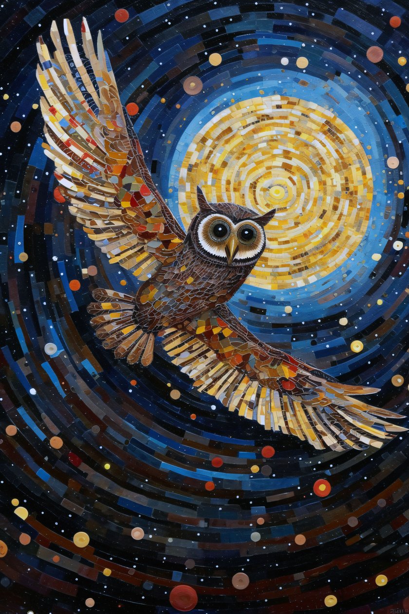 De uil vliegt door de sterrenhemel, online canvas prints op maat door F. Abderrahim
