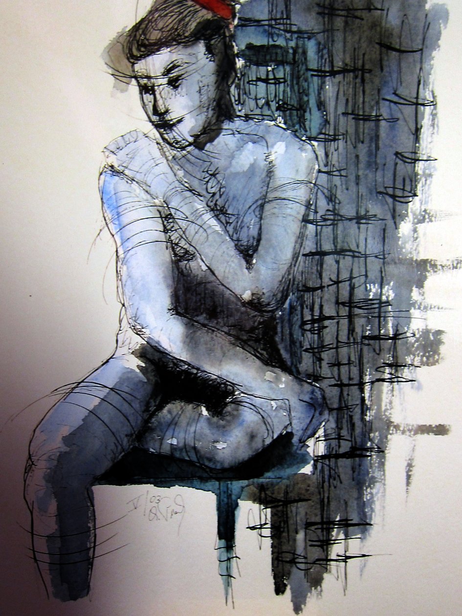 Akt in blau door Christian Piecuch