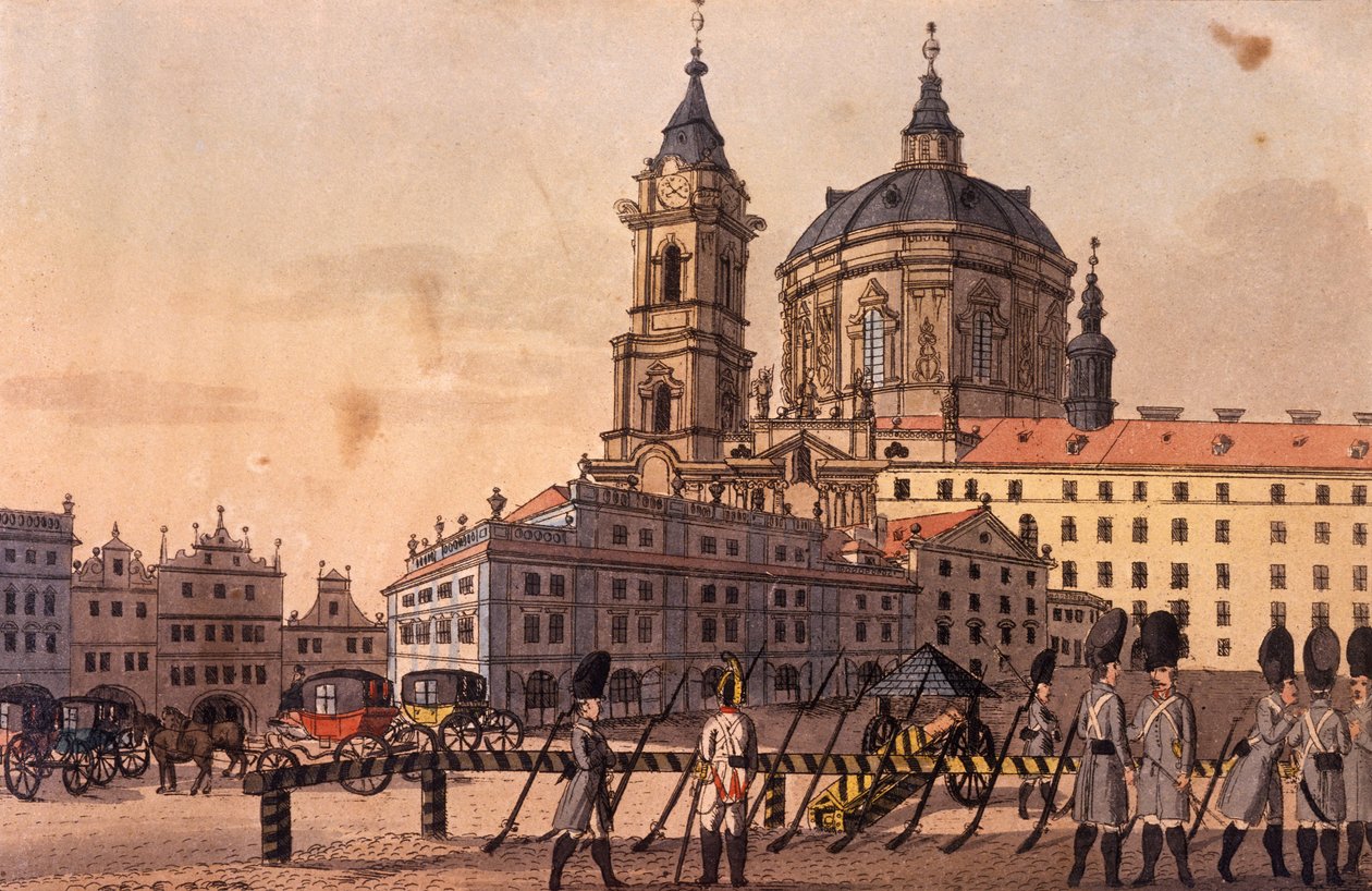 Malostranské (Kleine Kwartier) plein (onderdeel), ca. 1810 door A. and Berka, Johann Gustav