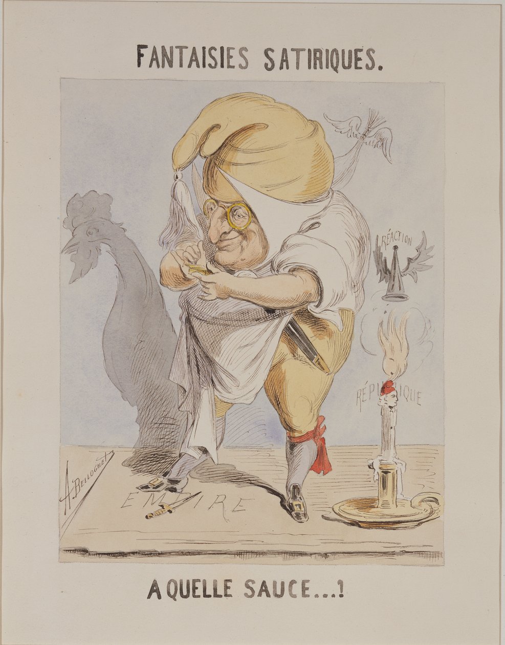 Satirische fantasieën, karikatuur van Adolphe Thiers (1797-1877) door A. Belloguet