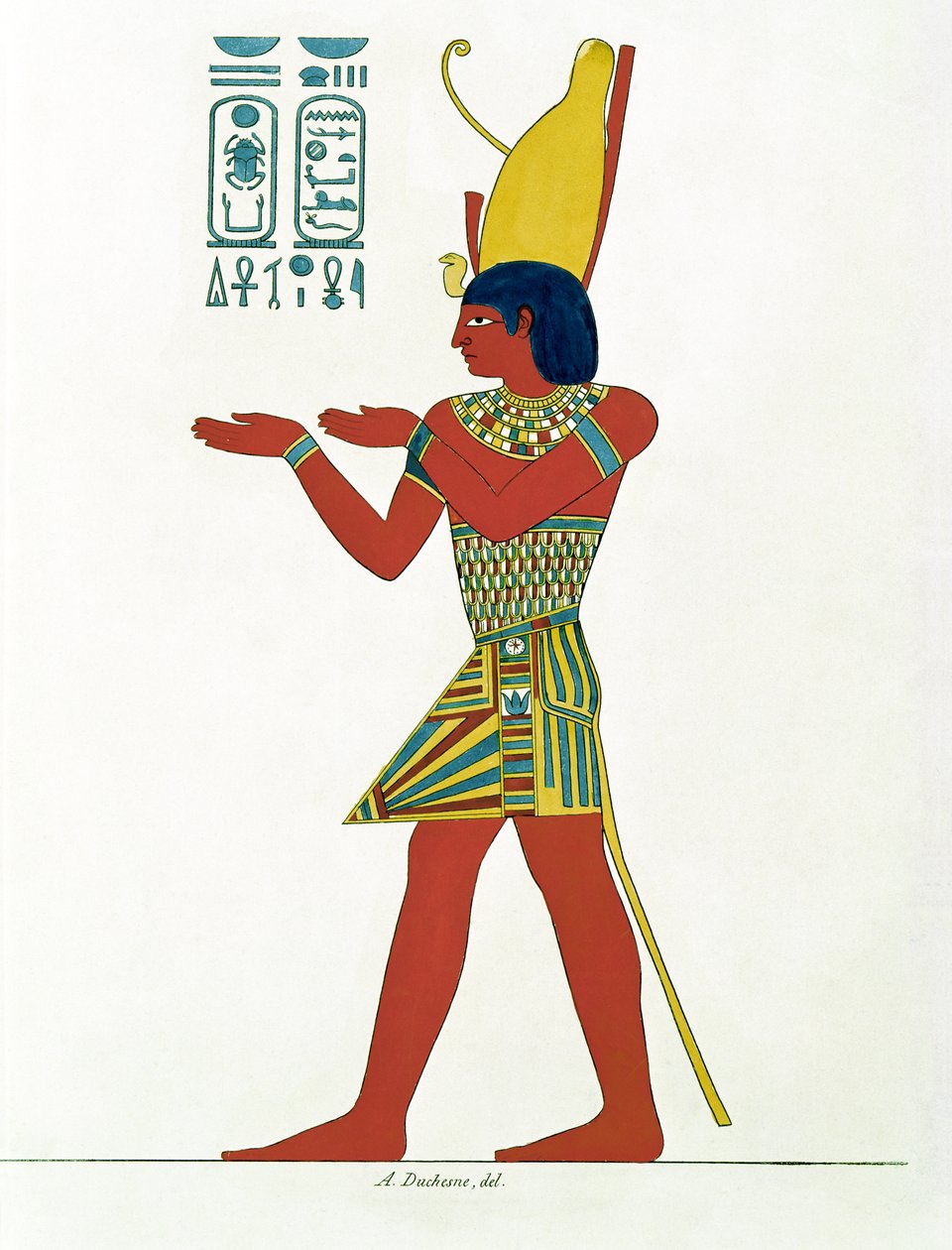 Nectanebo I (380-362 v.Chr.) met de dubbele kroon van Boven- en Beneden-Egypte, uit Monument de lEgypte et de la Nubie door Jean-Francois Champollion door A. Duchesne