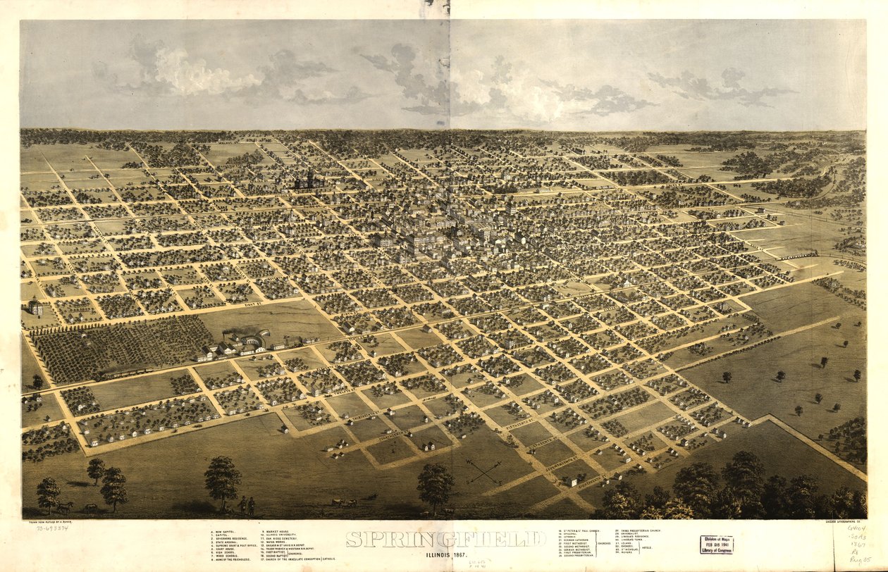 Springfield, Illinois 1867 door A.; Chicago Lithographing Co. Ruger
