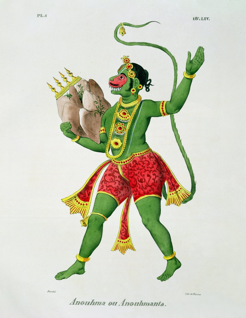 Hanuman, gegraveerd door de Racinet door A. Geringer