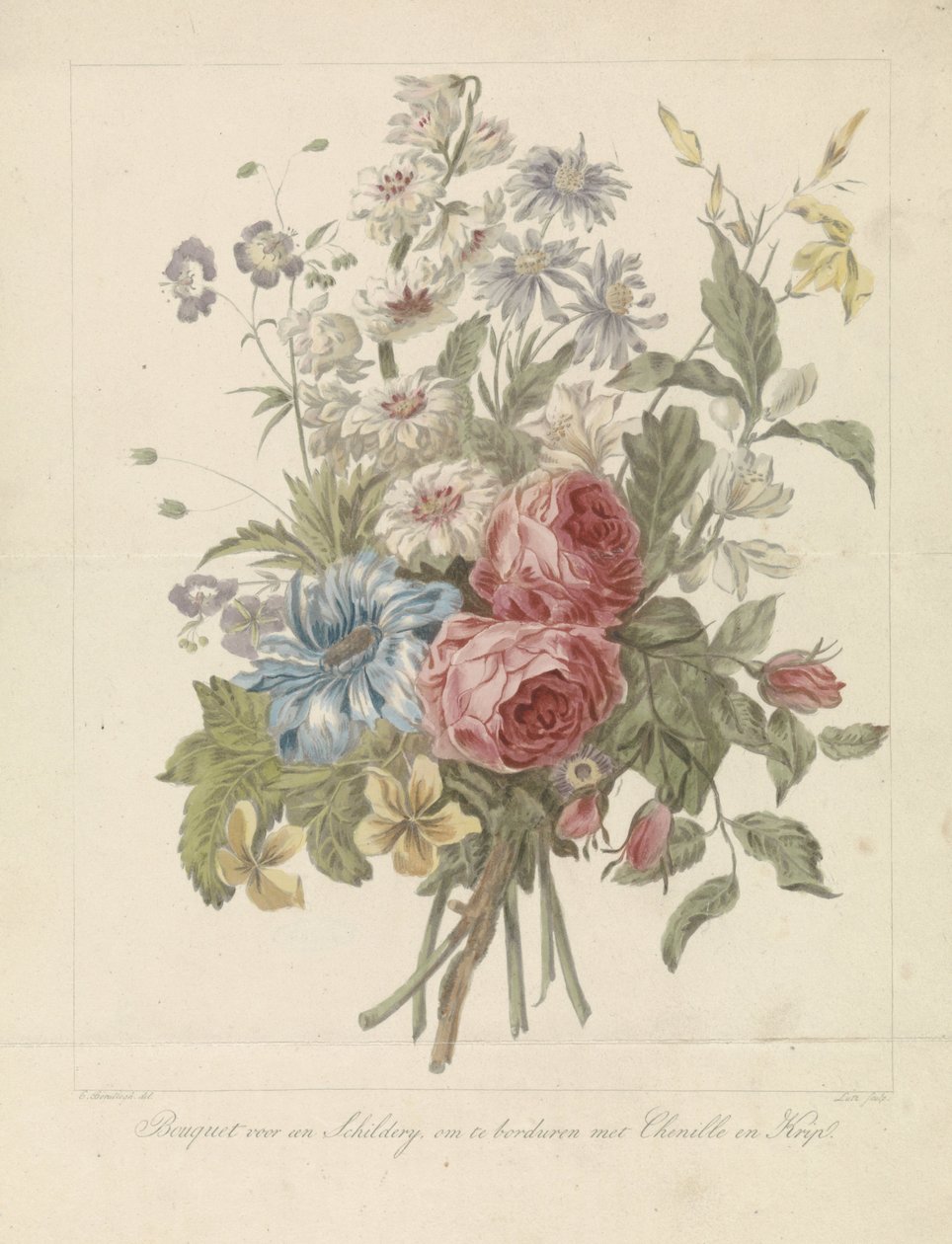 Bouquet, Model voor Borduurwerk door A. Lutz