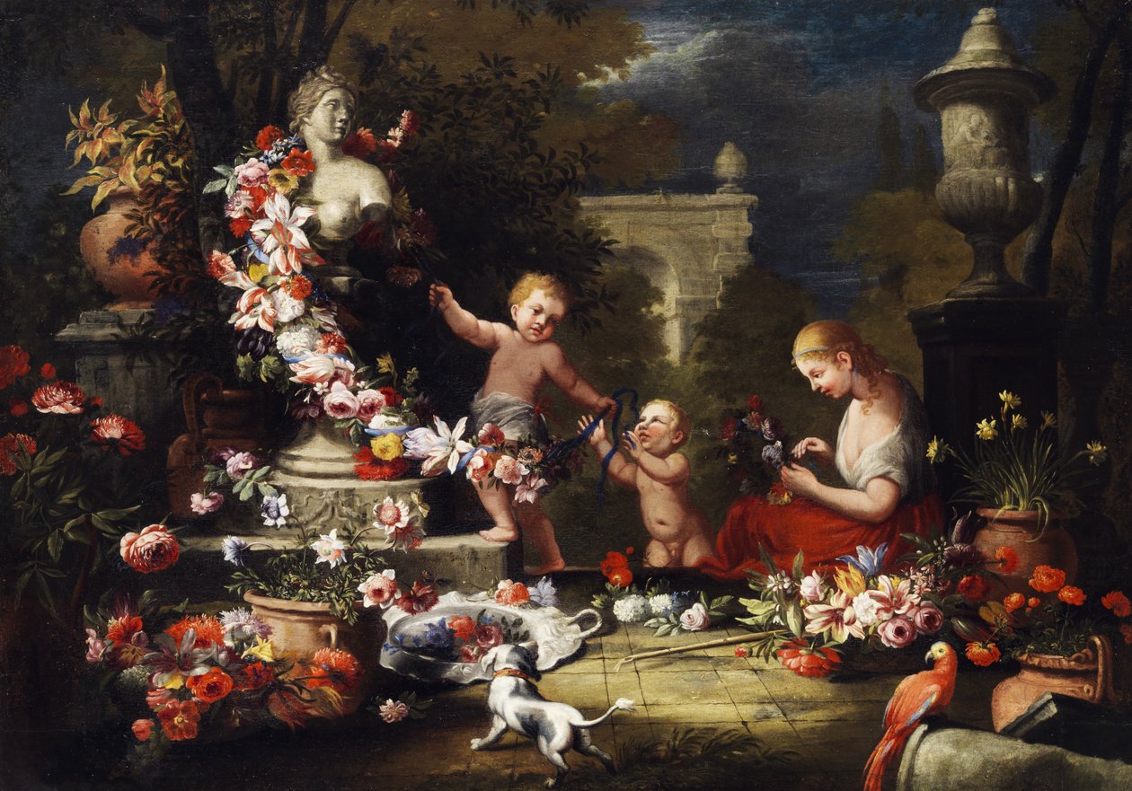 Bloemengeschenk aan de godin Venus door Abraham Brueghel