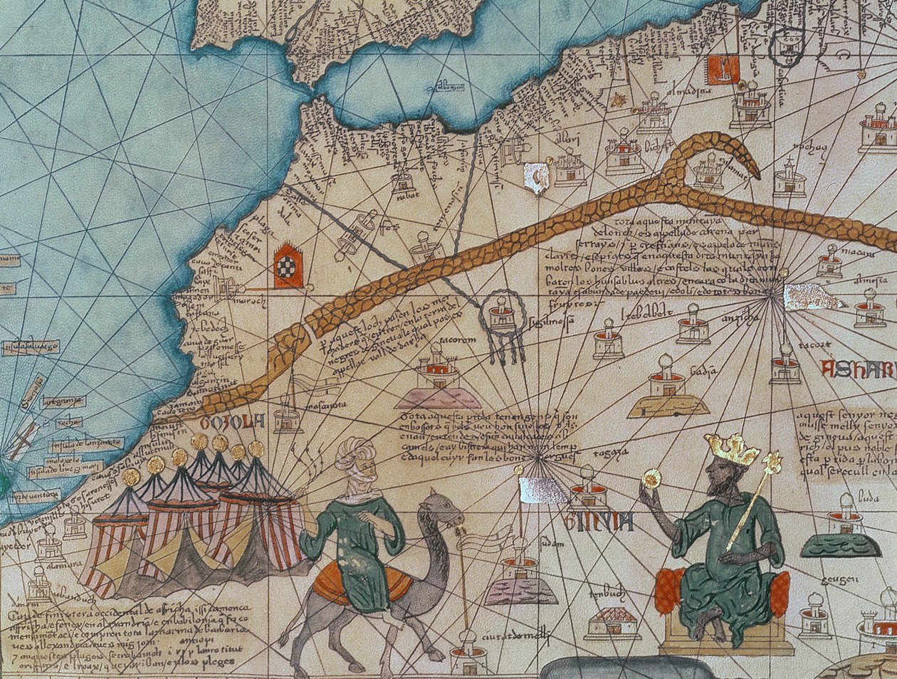 Detail van de Catalaanse Atlas (detail) door Abraham Cresques
