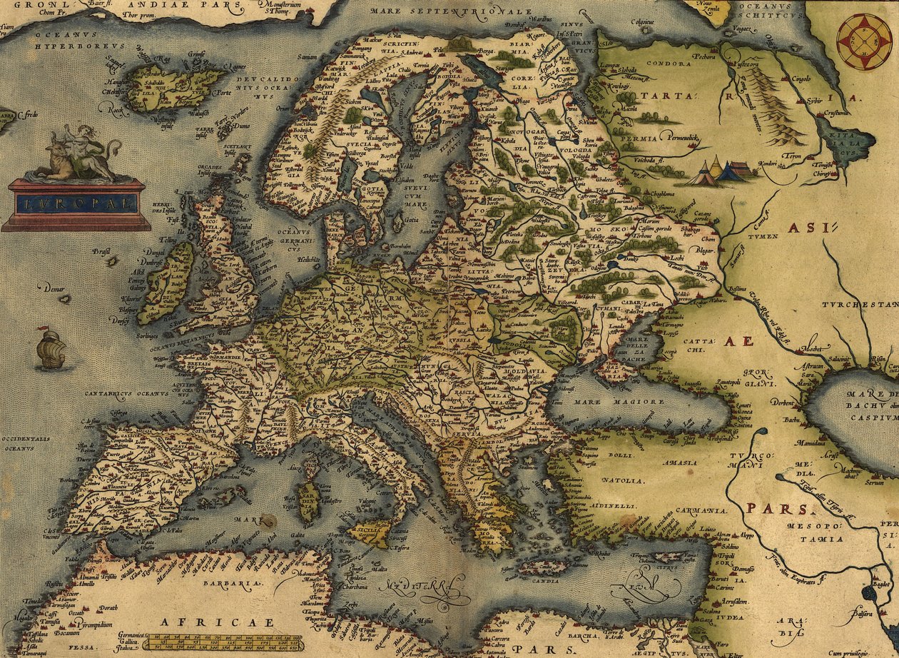 Kaart van Europa door Abraham Ortelius