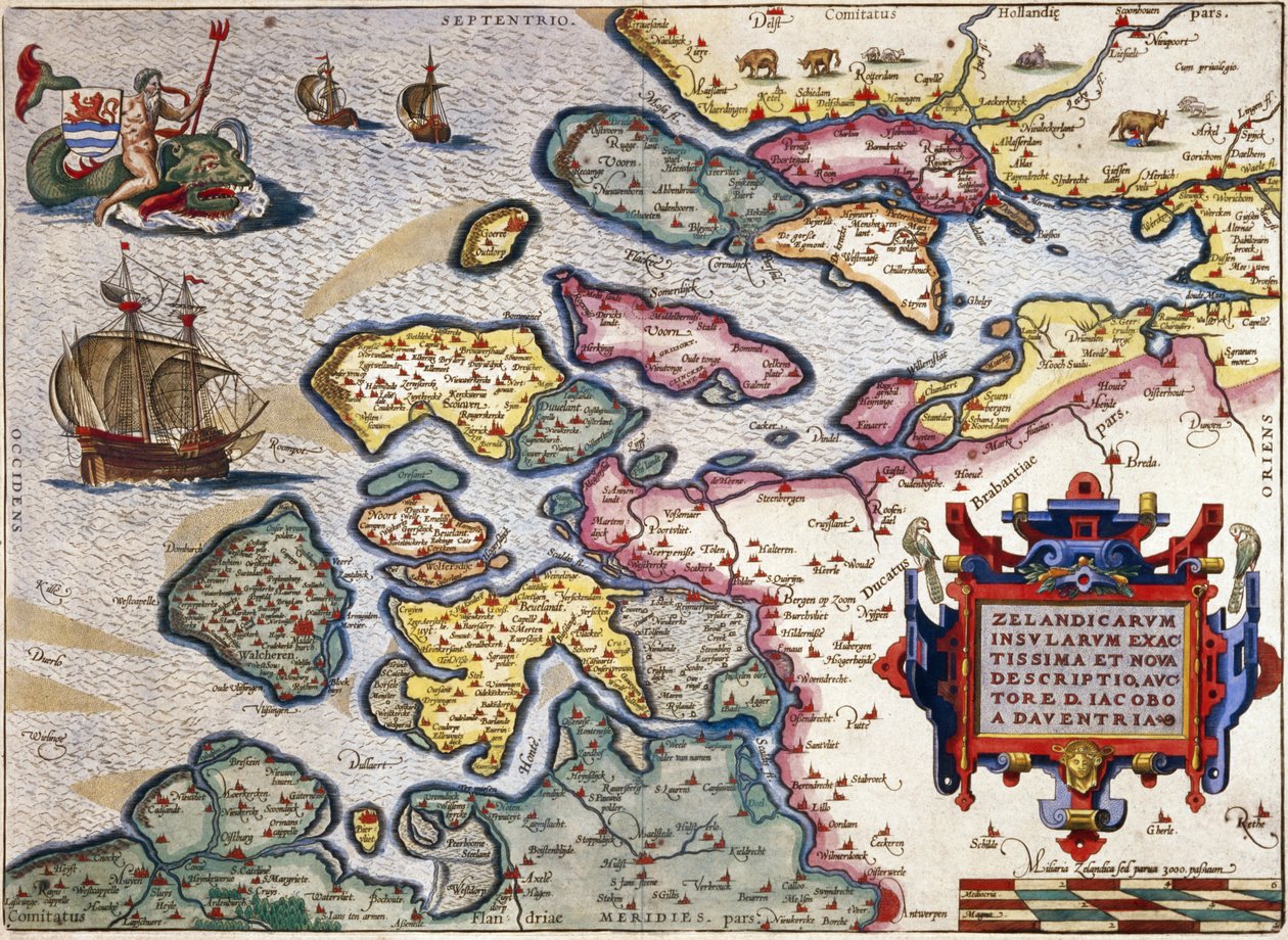 Kaart van Zeeland, ca. 1560 door Abraham Ortelius