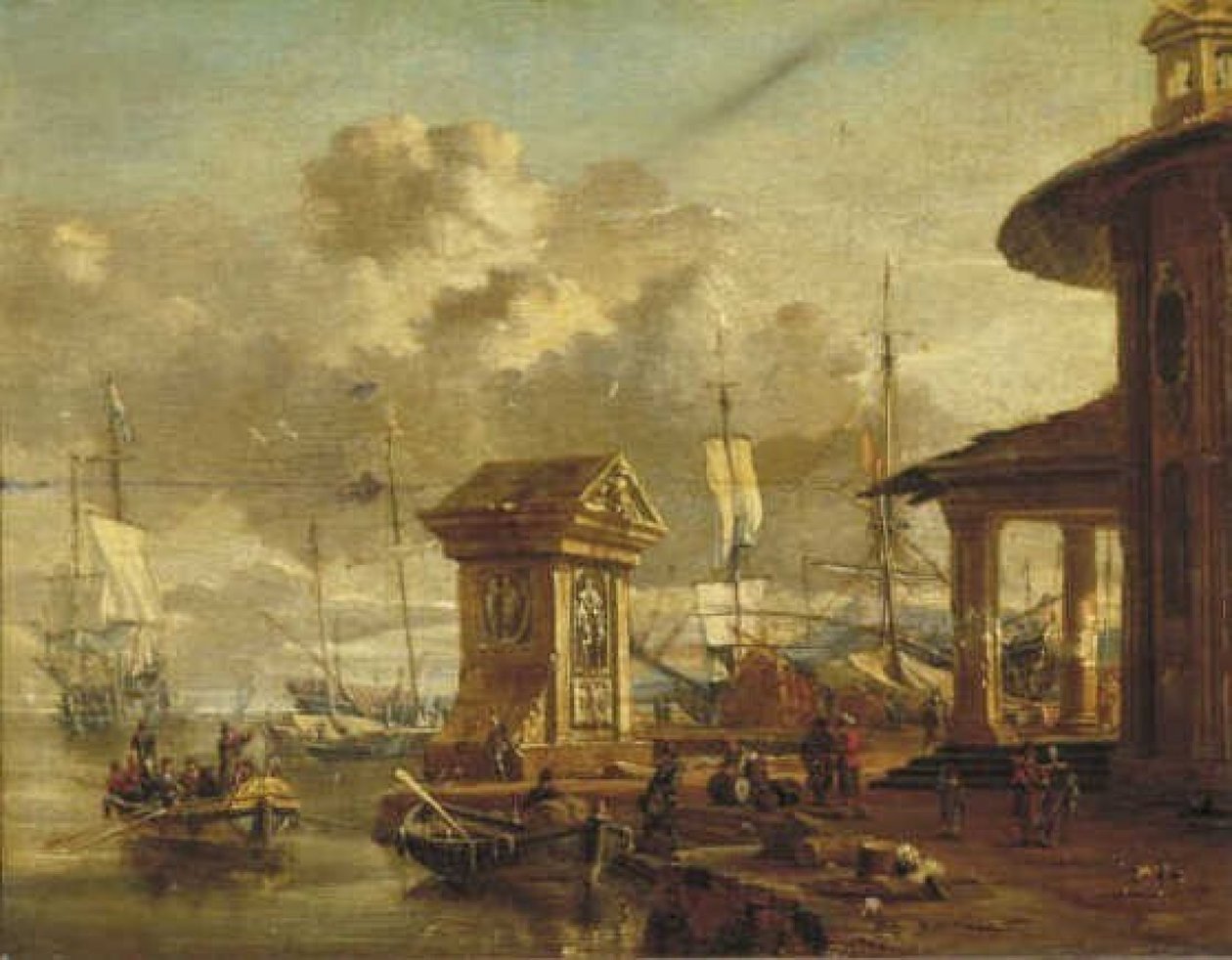 Italiaanse haven door Abraham Storck