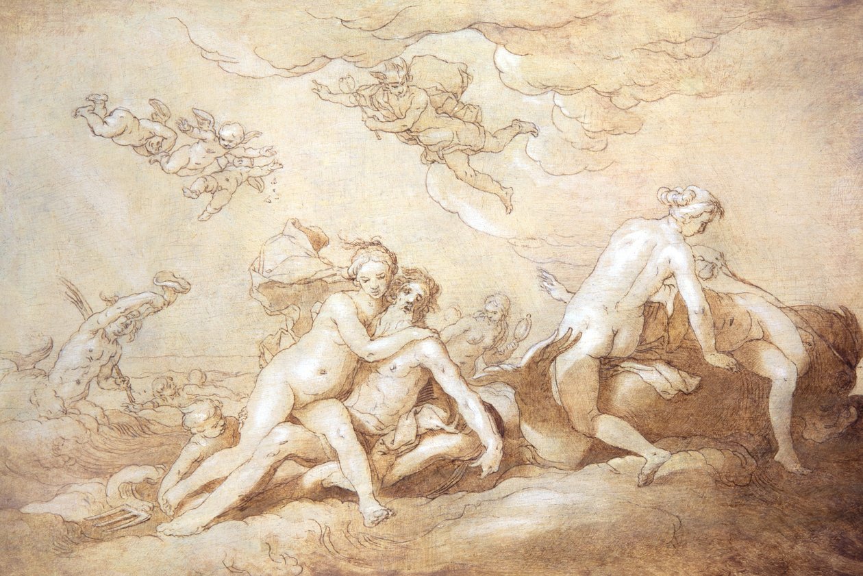 Neptunus & Amphitrite door Abraham Bloemaert