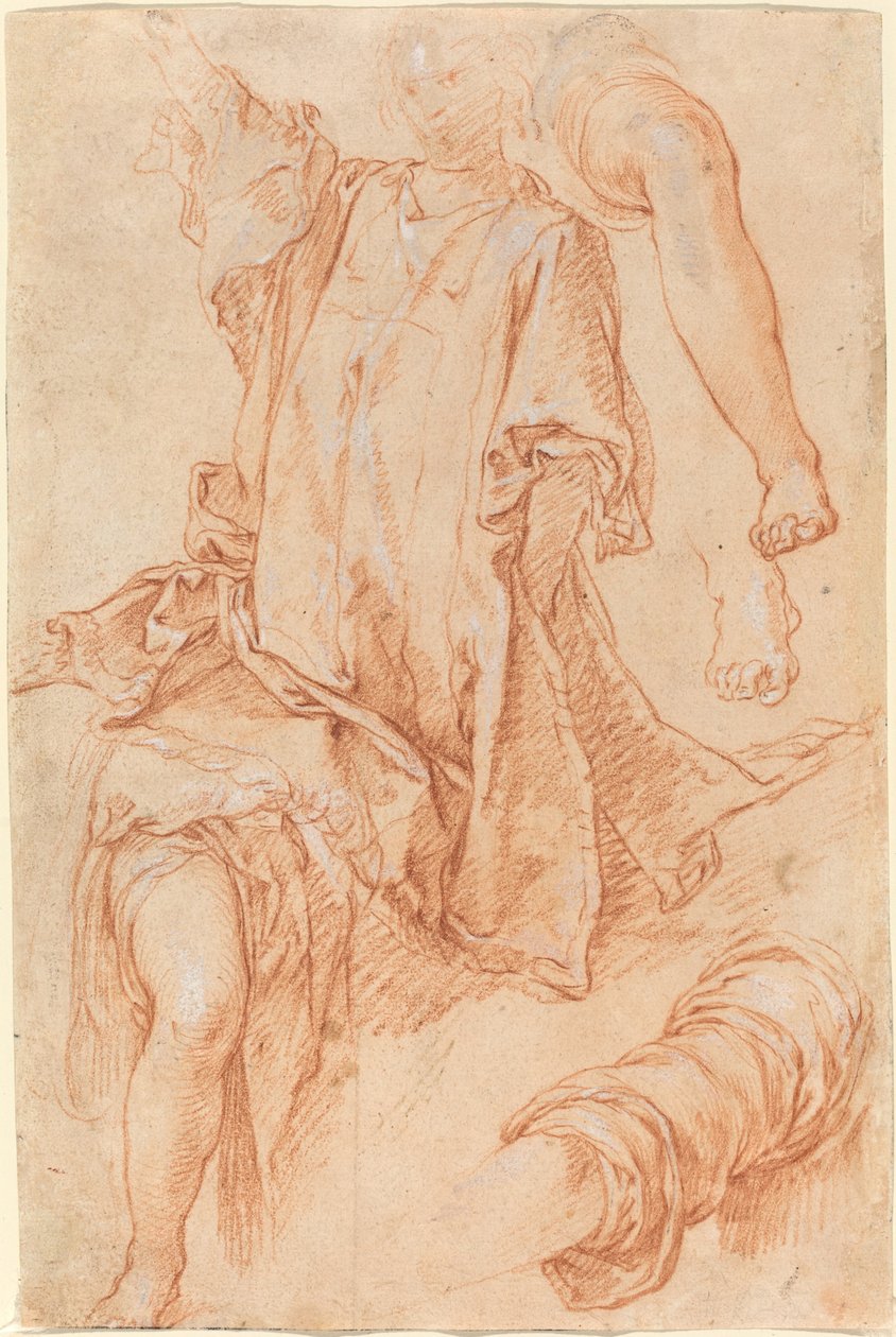 Studies van benen en draperie [recto] door Abraham Bloemaert
