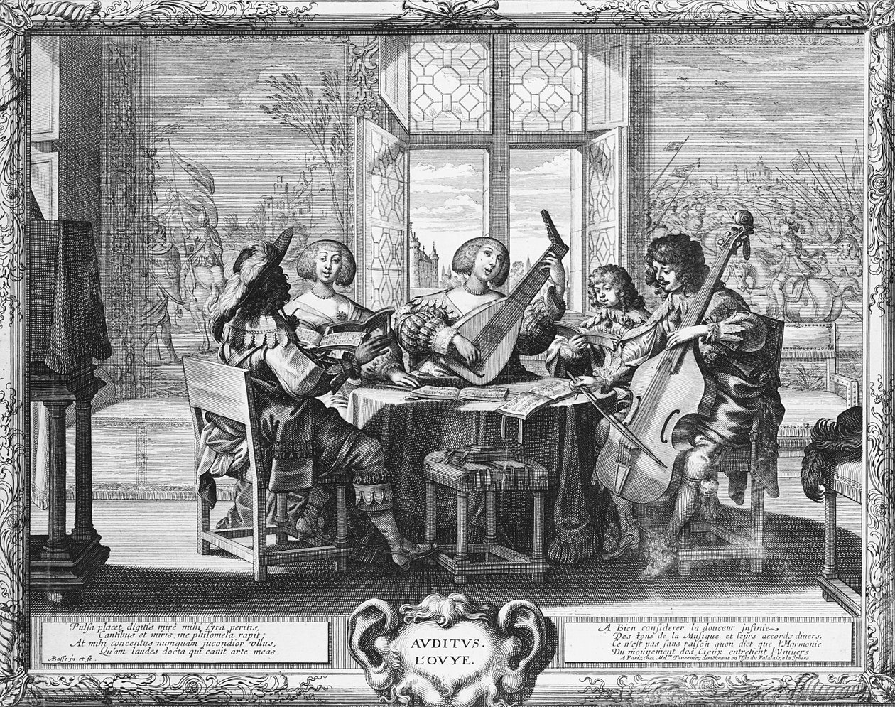 De Vijf Zintuigen - Gehoor door Abraham Bosse