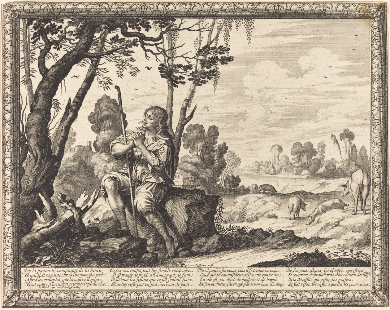 De verloren zoon als varkenshoeder door Abraham Bosse