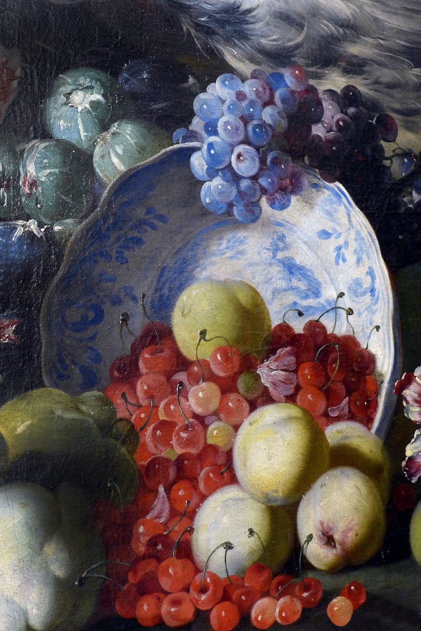 Bloemen, vruchten, vogels door Abraham Brueghel