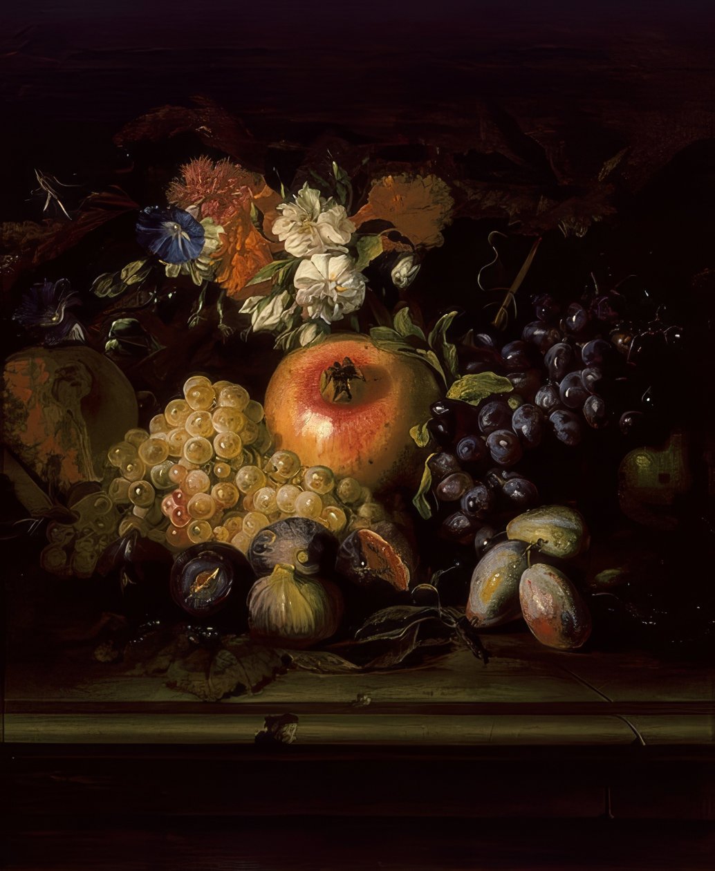 Stilleven met bloemen en fruit door Abraham Brueghel