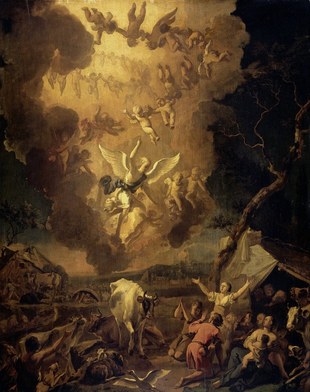 De aankondiging aan de herders door Abraham Danielsz. Hondius