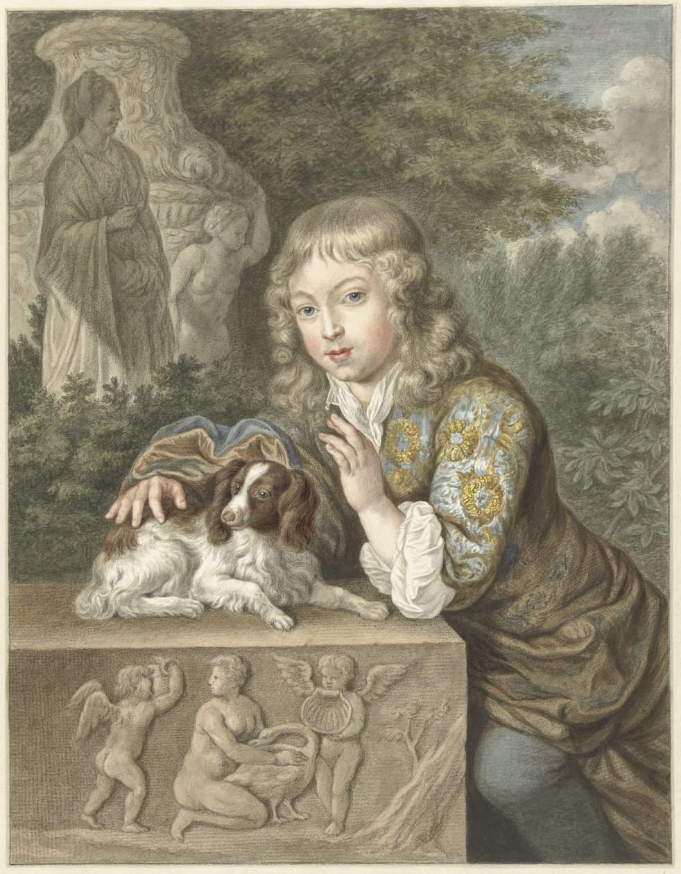 Jongen met hondje door Abraham Delfos
