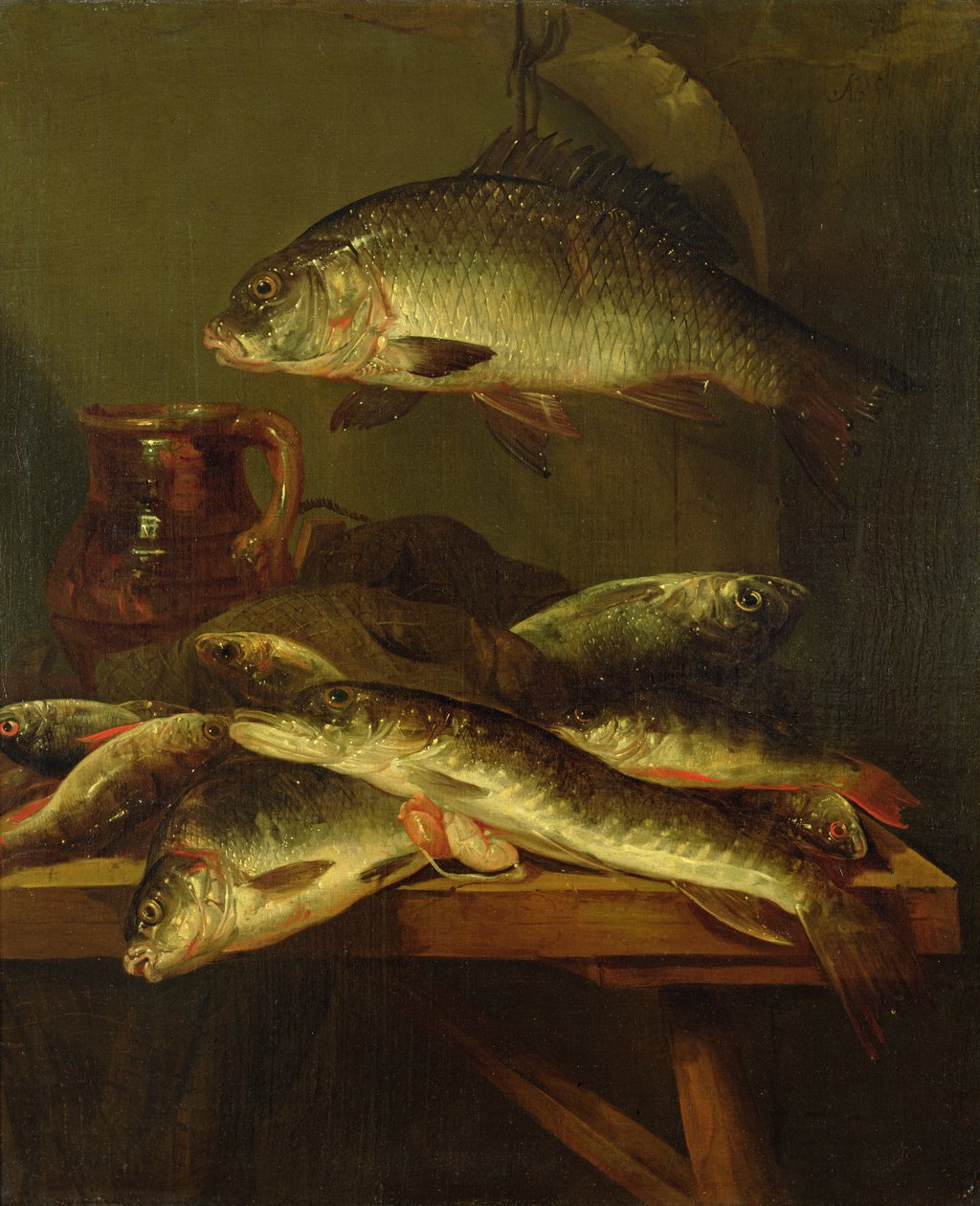 Stilleven met karper door Abraham Hendricksz van Beyeren