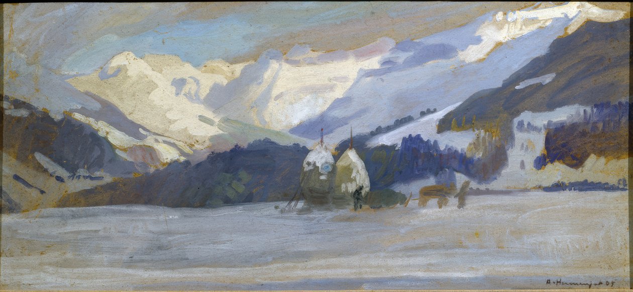 Besneeuwd landschap bij de Diablerets door Abraham Hermanjat