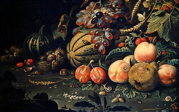 Fruit (detail) door Abraham Mignon