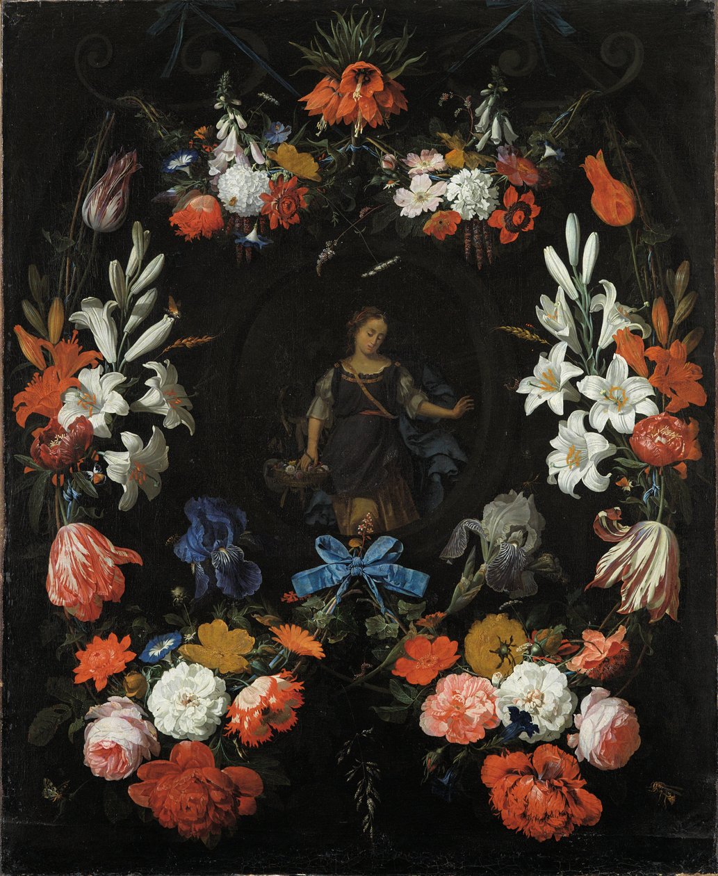 Bloemenkrans door Abraham Mignon