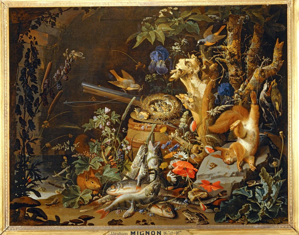 Het nest van de vinken ... door Abraham Mignon