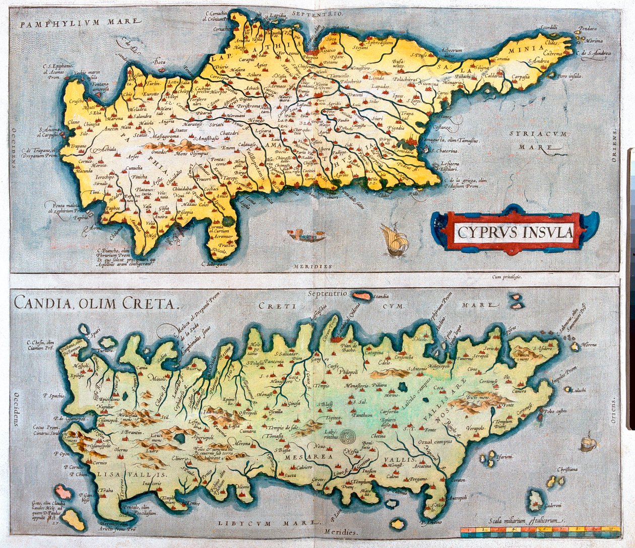 Cyprus, Kreta, Cyprus, Griekenland door Abraham Ortelius