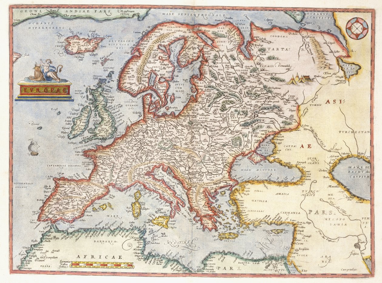 Kaart van Europa door Abraham Ortelius