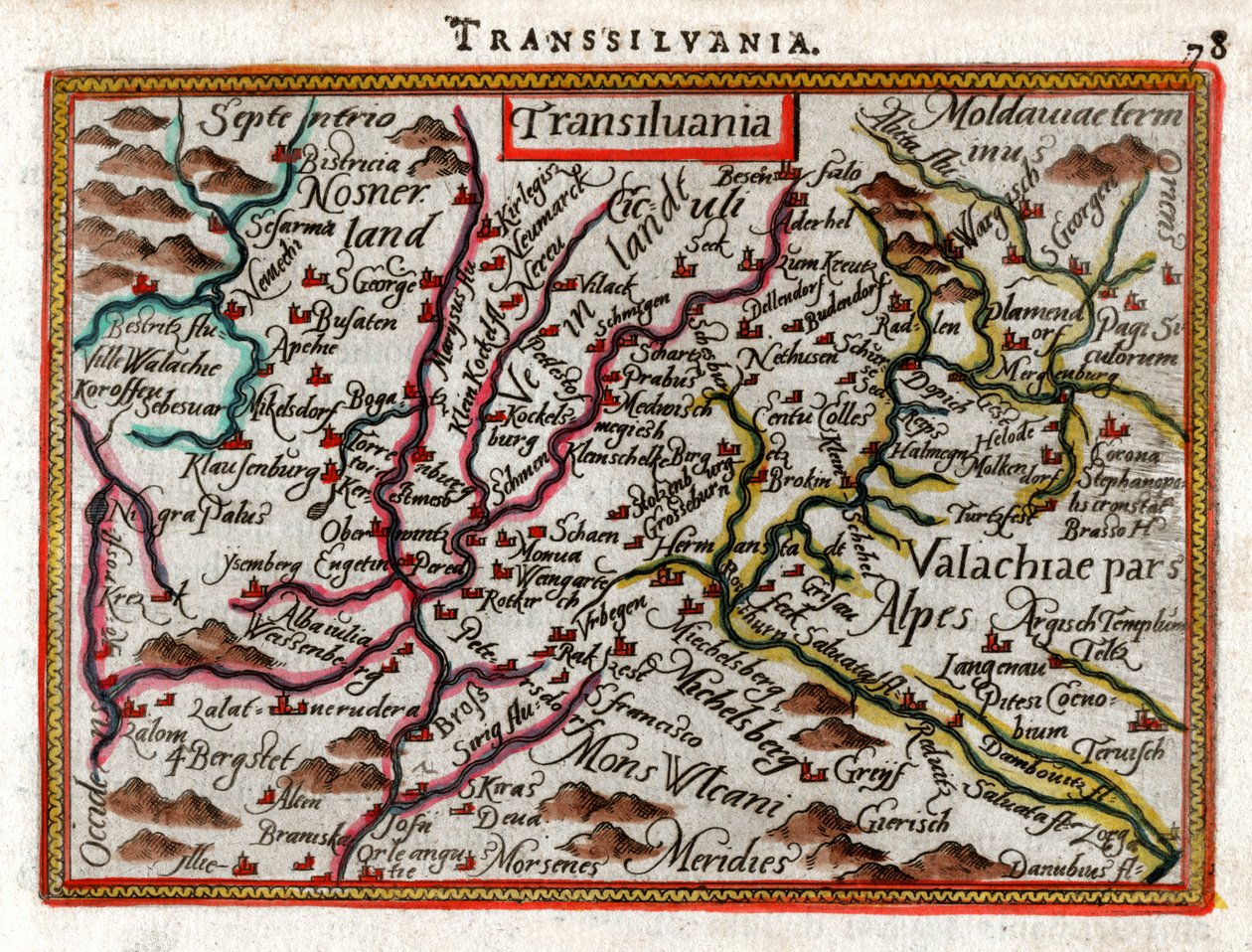 Kaart van Transsylvanië 1590 door Abraham Ortelius