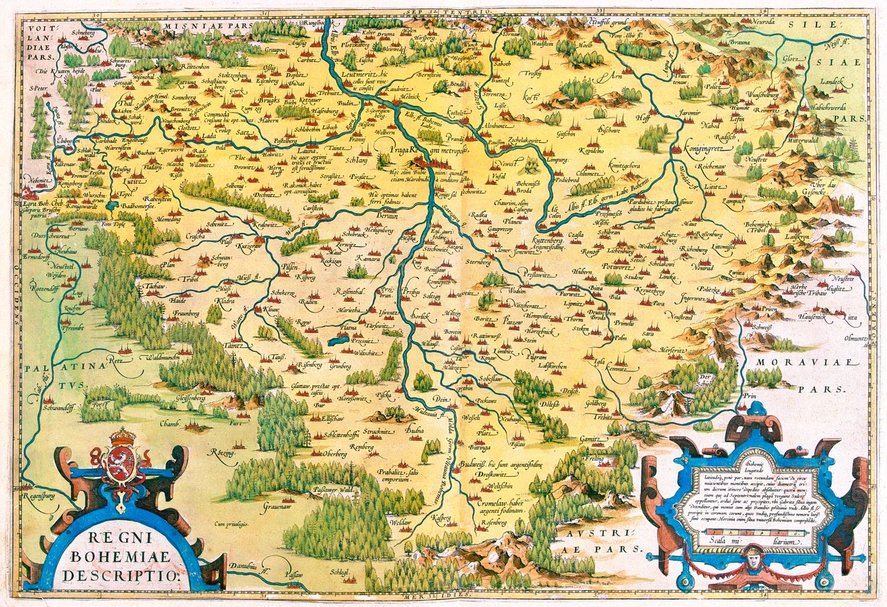 West-Tsjechië, Duitsland (deelstaten: Beieren, Saksen) door Abraham Ortelius