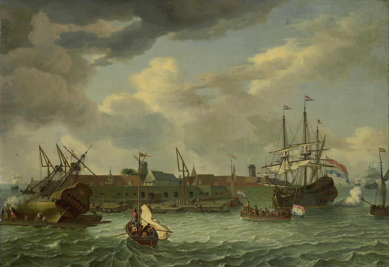 Het eiland Onrust bij Batavia door Abraham Storck