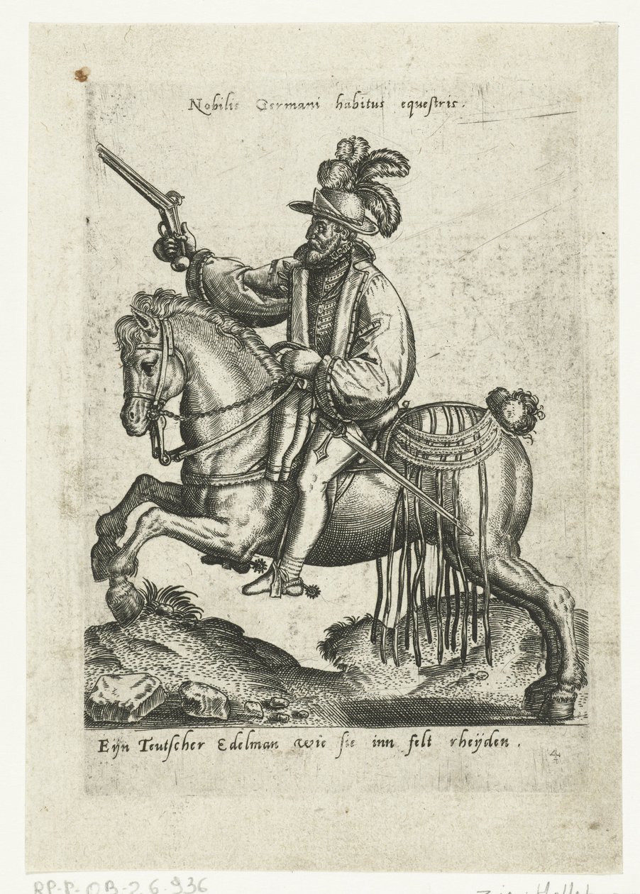 Duitse ruiter met pistool door Abraham de Bruyn (attributed to)
