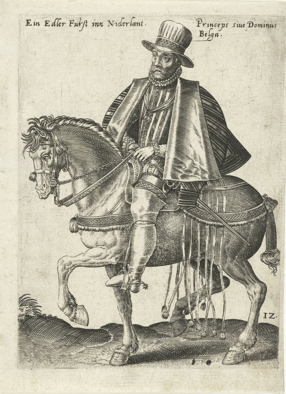 Nederlandse prins te paard door Abraham de Bruyn (attributed to)