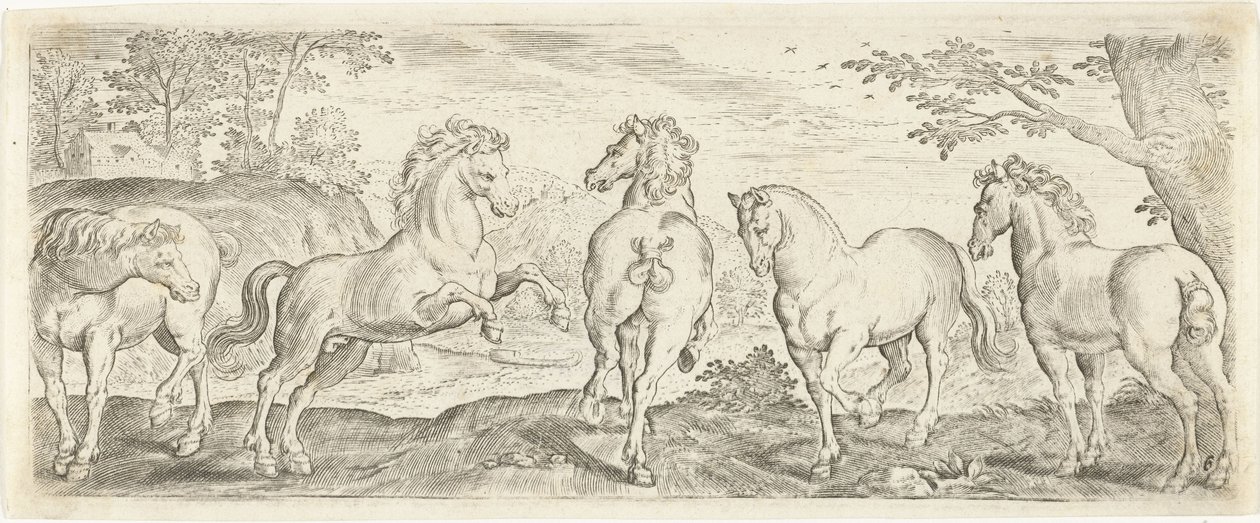 Paarden Dieren door Abraham de Bruyn (possibly)