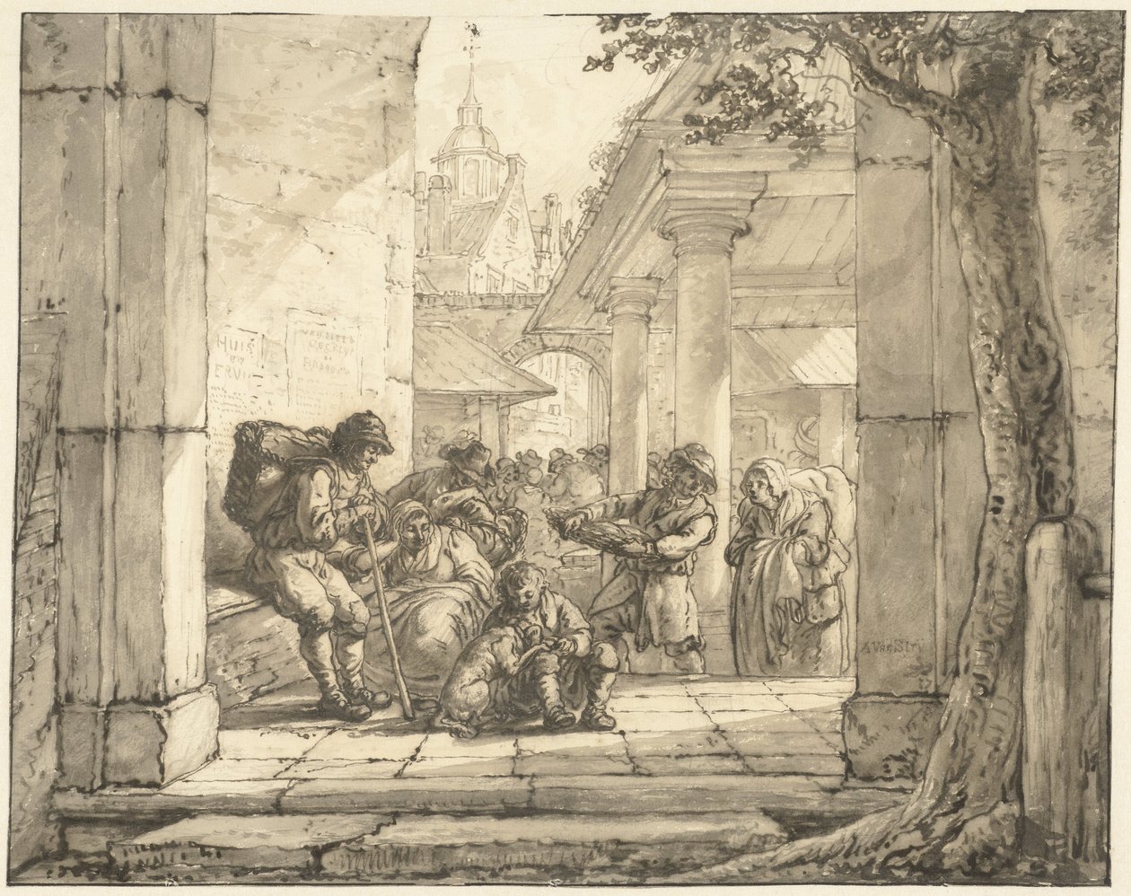 Markt in een stad door Abraham van Strij (I)